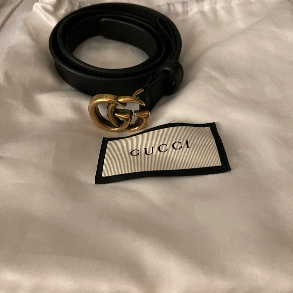 Gucci Leather Belt with Double G Buckle Size 75